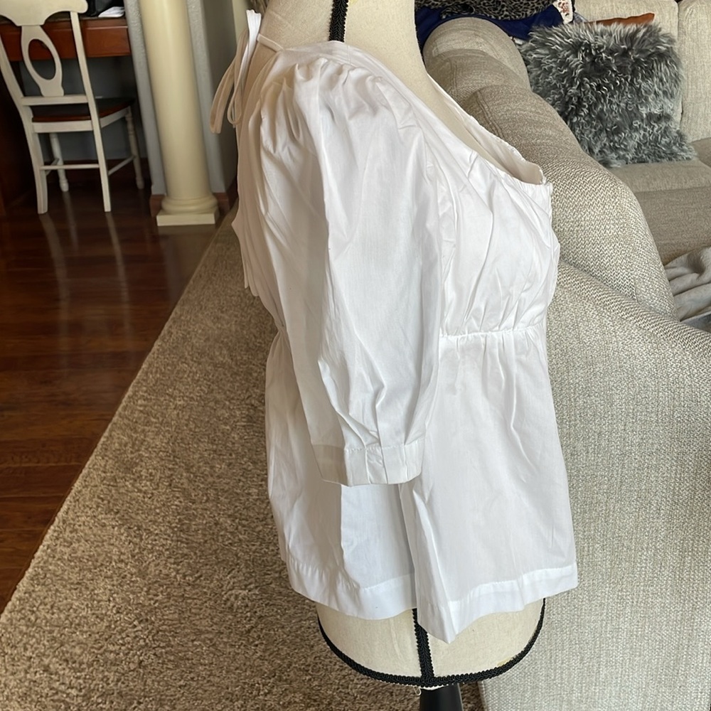 Anthropolgie White Short-Sleeve Scoop-Neck Blouse XS - Picture 8 of 12